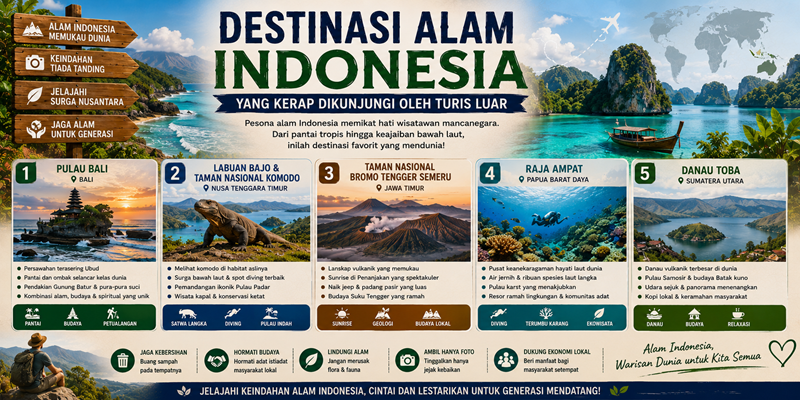 Destinasi Alam Indonesia yang Kerap Dikunjungi oleh Turis Luar