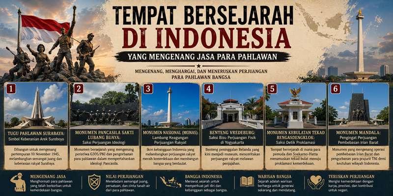 Tempat Bersejarah di Indonesia yang Mengenang Jasa Para Pahlawan