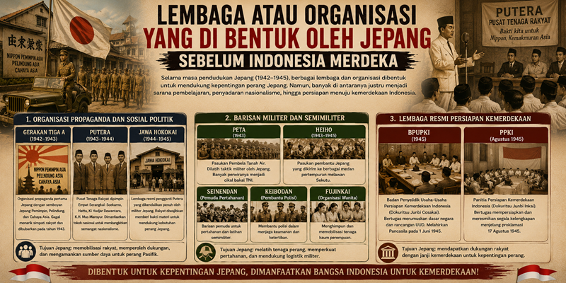 Lembaga Atau Organisasi yang di Bentuk Oleh Jepang Sebelum Indonesia Merdeka